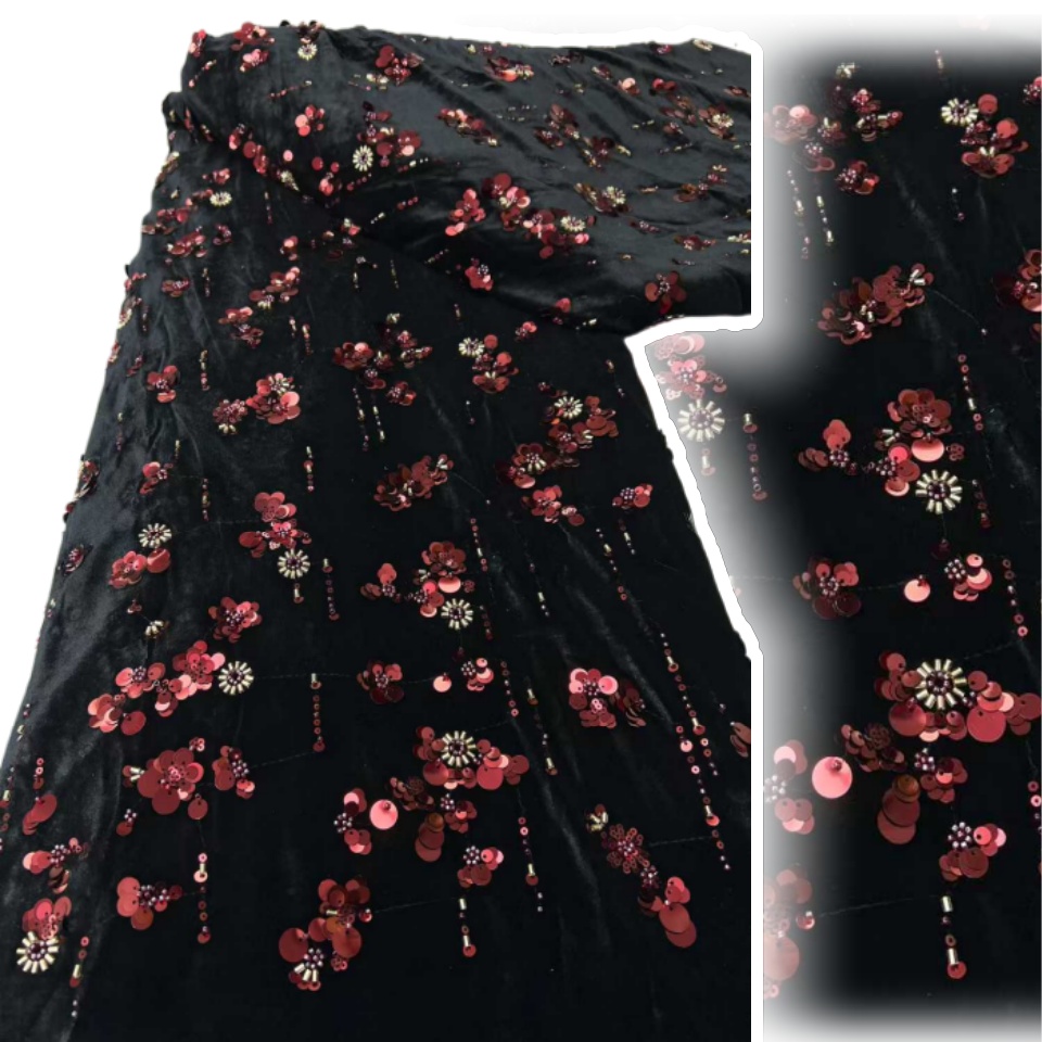 Sewing Net - African Sequins Velvet Lace Fabric Nigerian