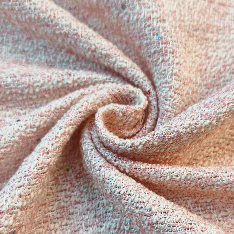 Sewing Tweed - Light Pink Color With Sequin Yarn-Dyed
