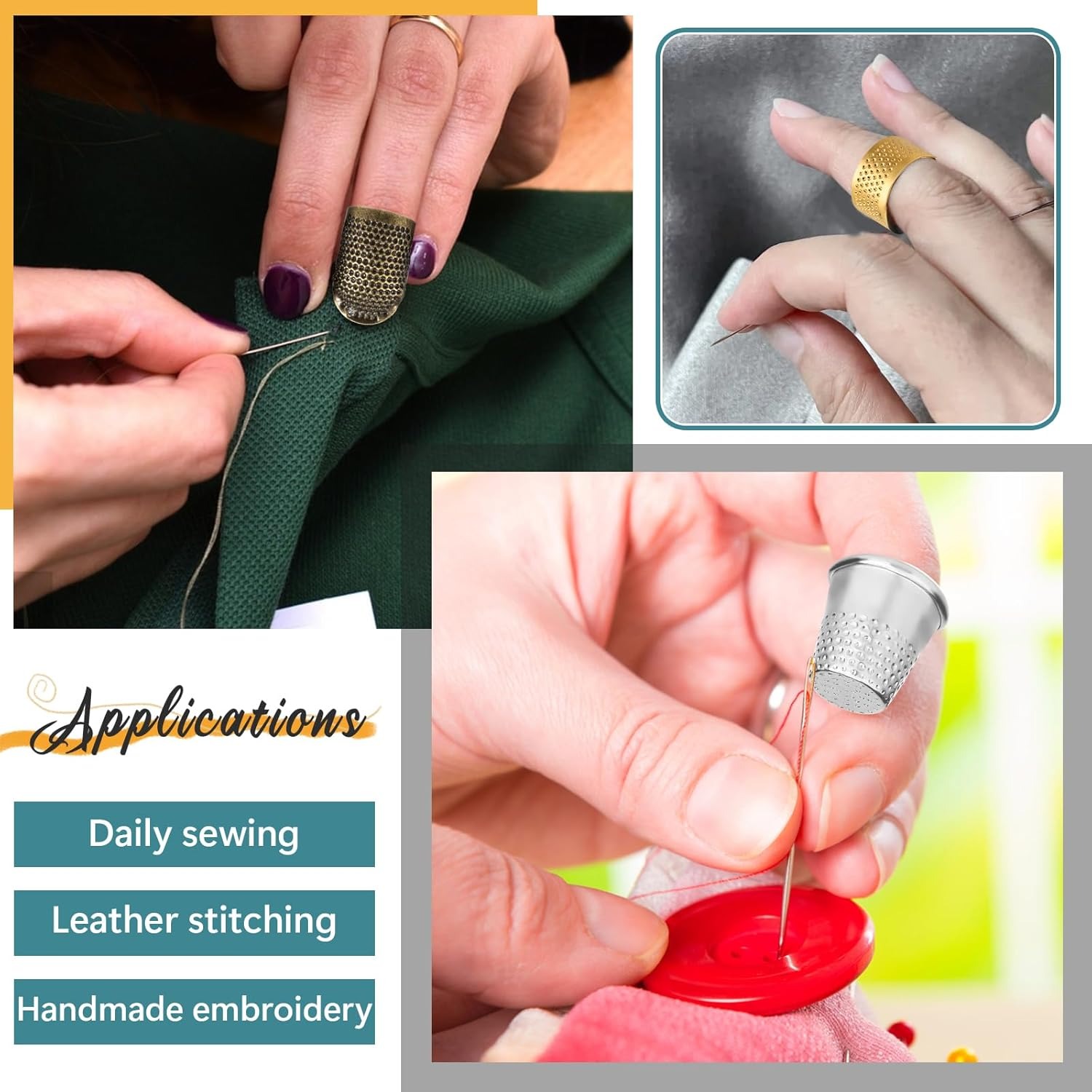 Sewing Thimbles, Adjustable Me - Sewing Thimble Metal ulasan dan harga
