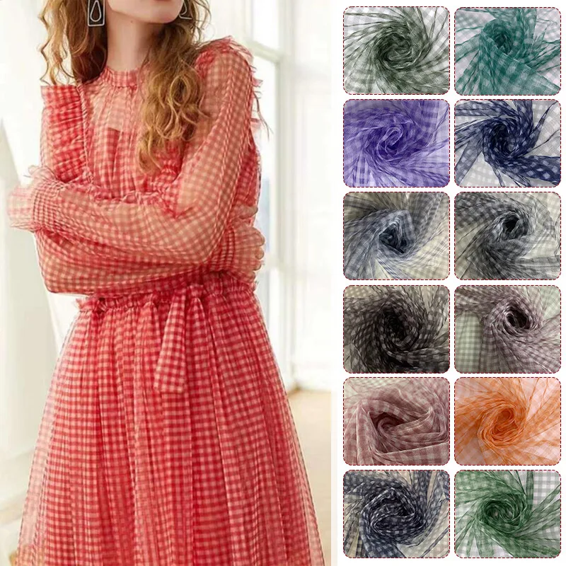 90x150cm Check Mesh Fabric Tra - Sewing Batik Fabric ulasan dan harga