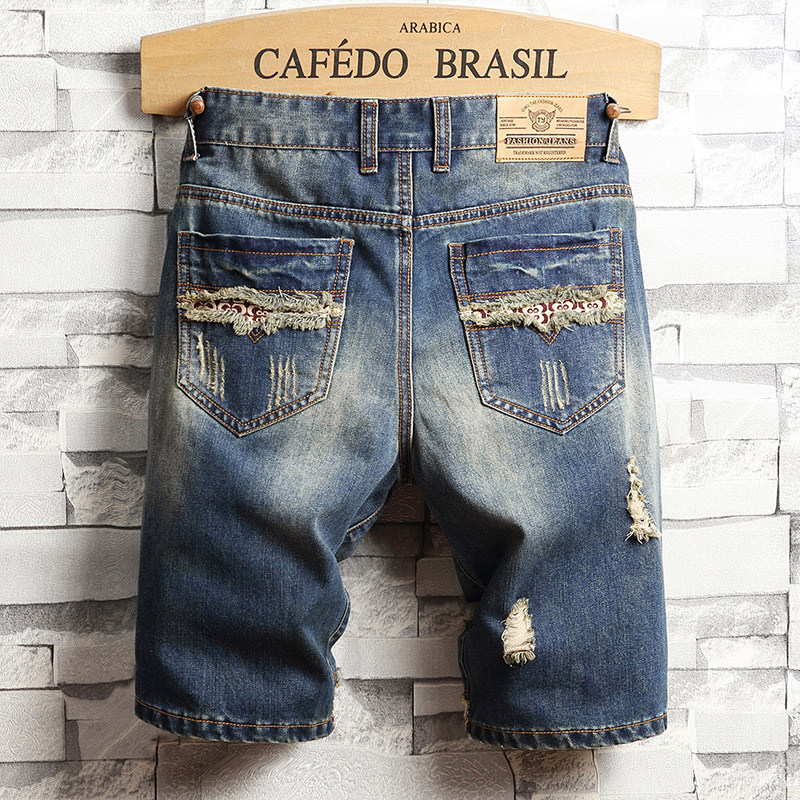 Ripped Hip-hop Denim Shorts Me - Sewing Zipper ulasan dan harga