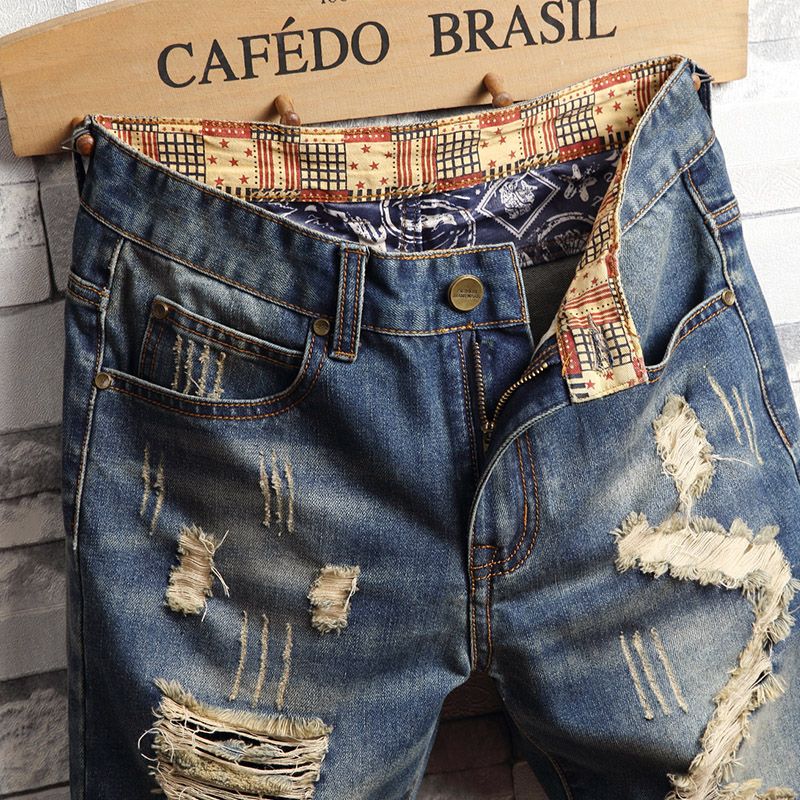 Ripped Hip-hop Denim Shorts Me - Sewing Zipper ulasan dan harga
