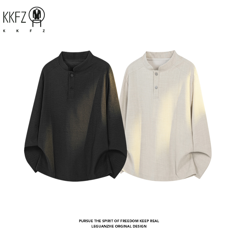 Male Minimalist Mandarin Neck  - Sewing Gathering ulasan dan harga