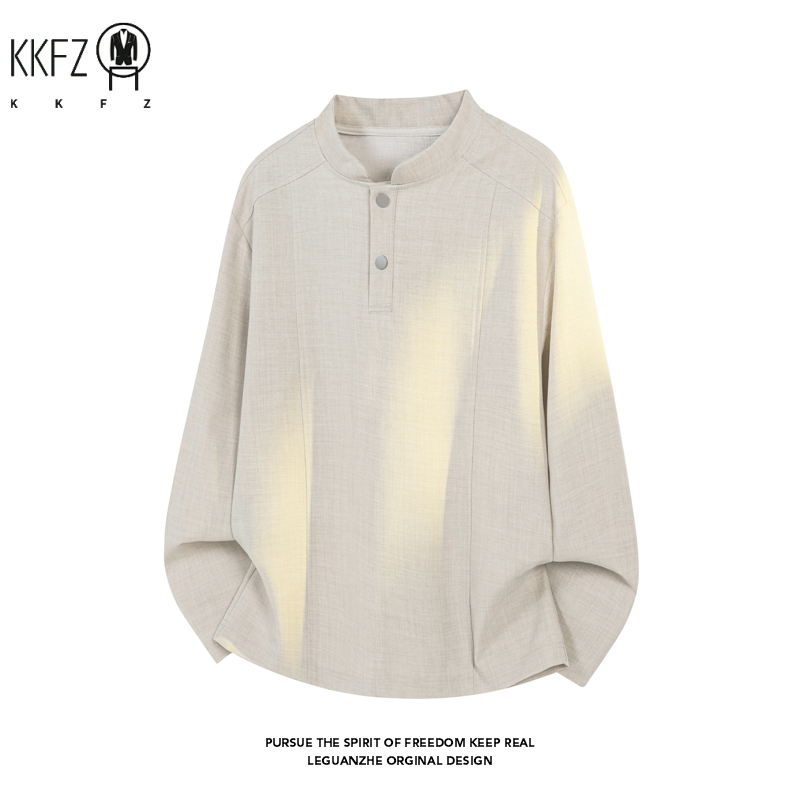 Male Minimalist Mandarin Neck  - Sewing Gathering ulasan dan harga