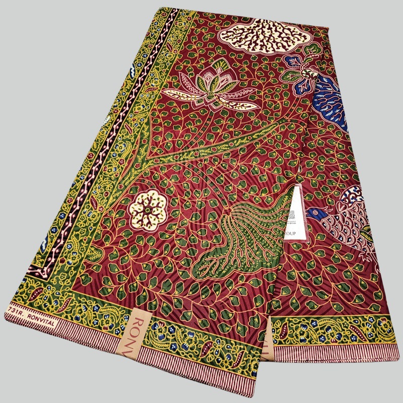 46Inch * 6Yards Green Leaves P - Sewing Batik Fabric ulasan dan harga