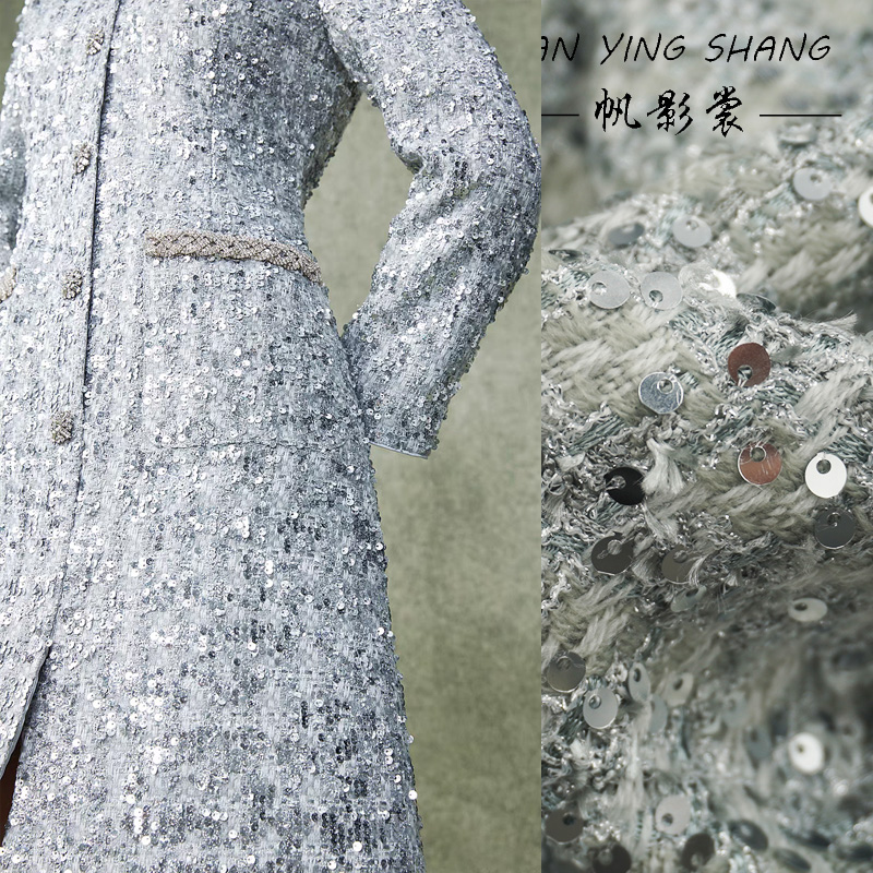 Silver Gray Glitter Sequins Tw - Sewing Tweed ulasan dan harga