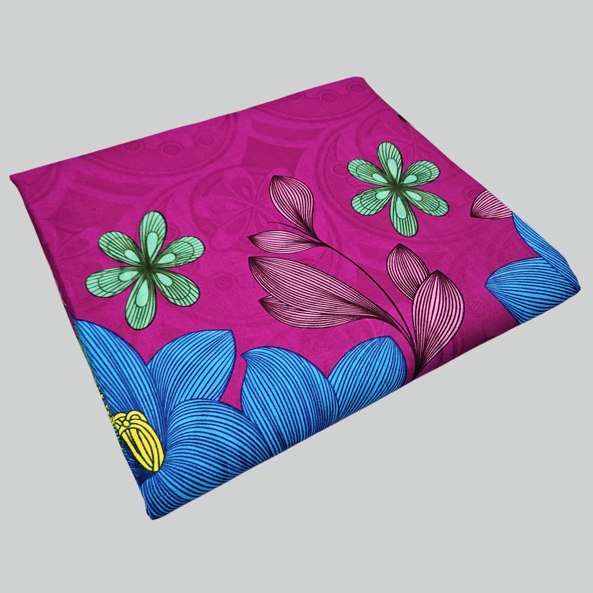 Floral Printed on Purple Blue  - Sewing Batik Fabric ulasan dan harga
