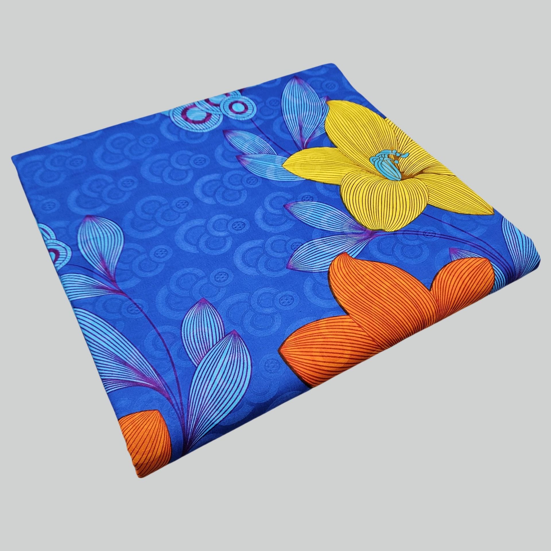 Floral Printed on Purple Blue  - Sewing Batik Fabric ulasan dan harga