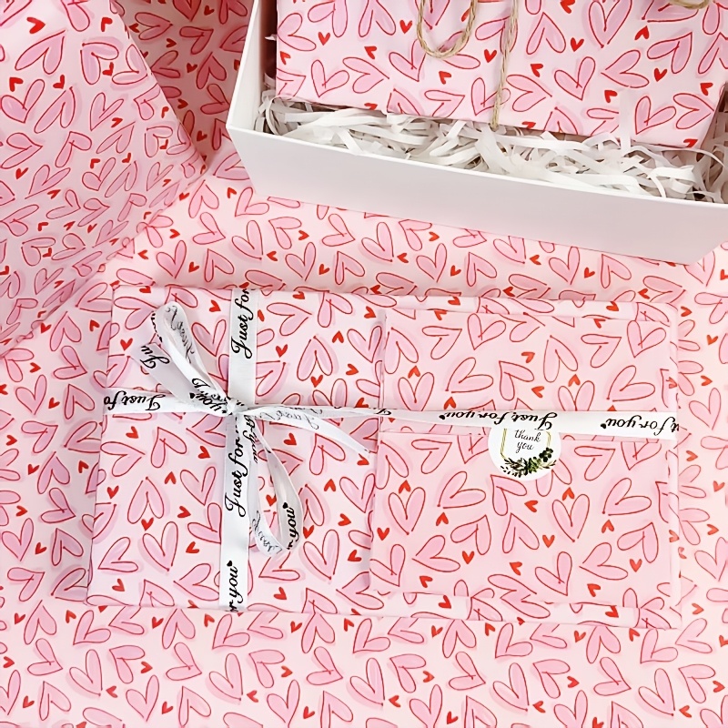 50 Sheets Bright Pink Heart Ti - Pattern Tissue Paper ulasan dan harga