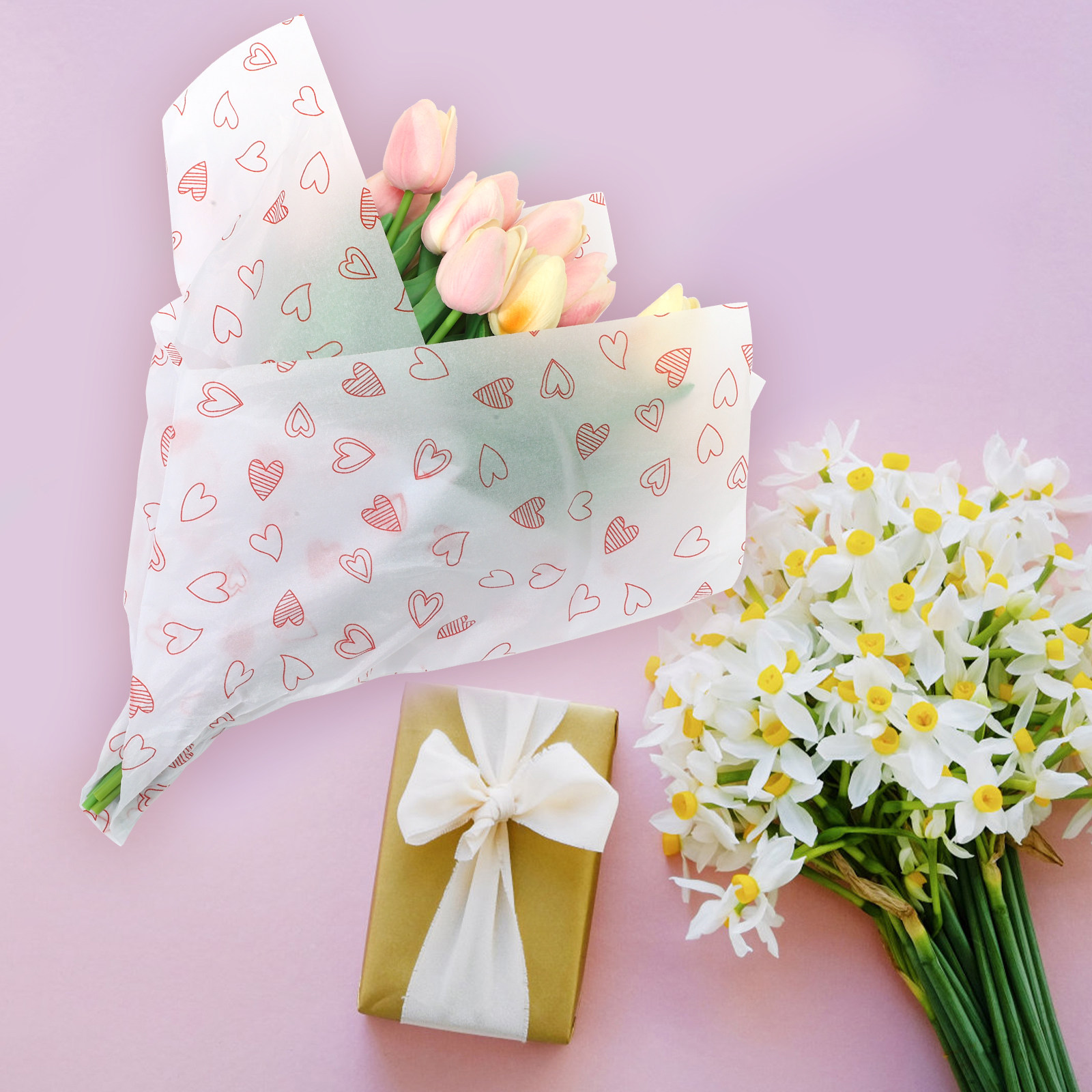28Sheets Heart Pattern Floral  - Pattern Tissue Paper ulasan dan harga