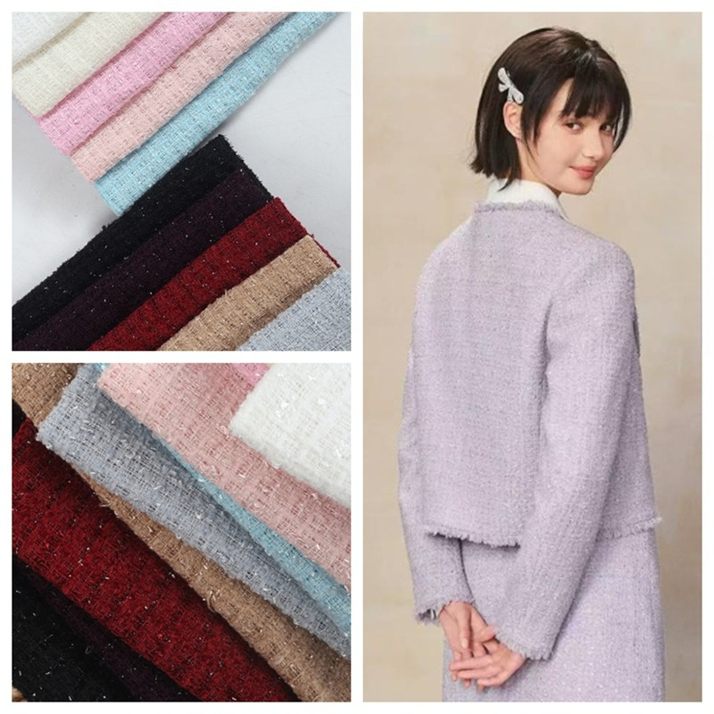Plain Chenille Woven Tweed Fab - Sewing Tweed ulasan dan harga