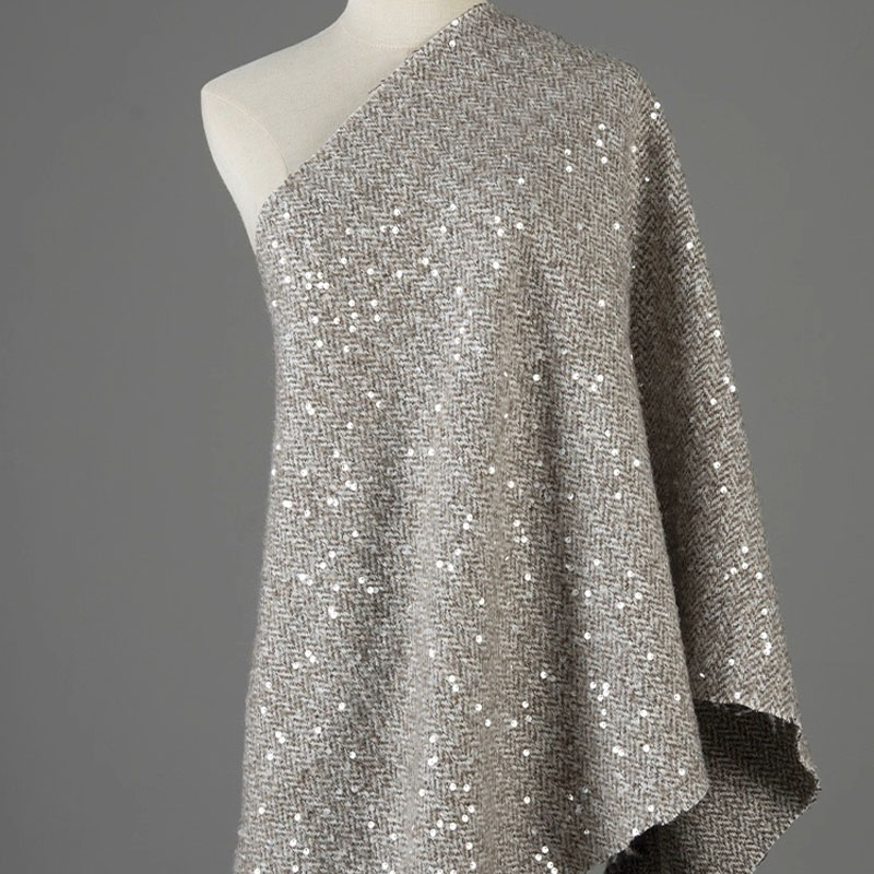 Light Grey With Sequin Yarn-Dy - Sewing Tweed ulasan dan harga