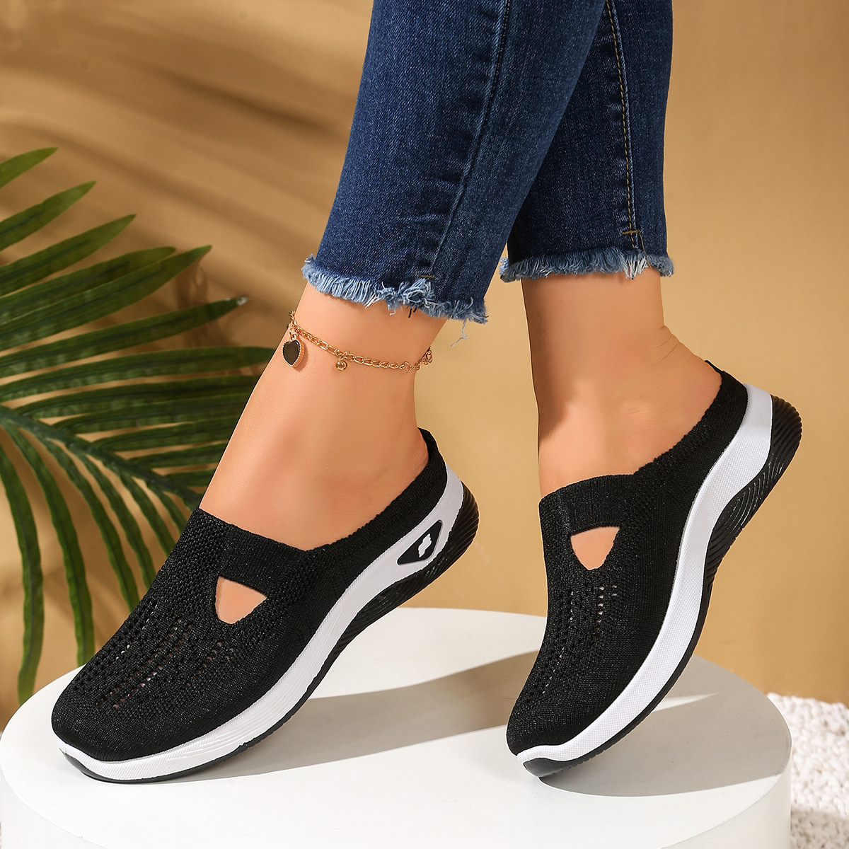 Women Shoes Breathable Half Sl - Sewing Net ulasan dan harga