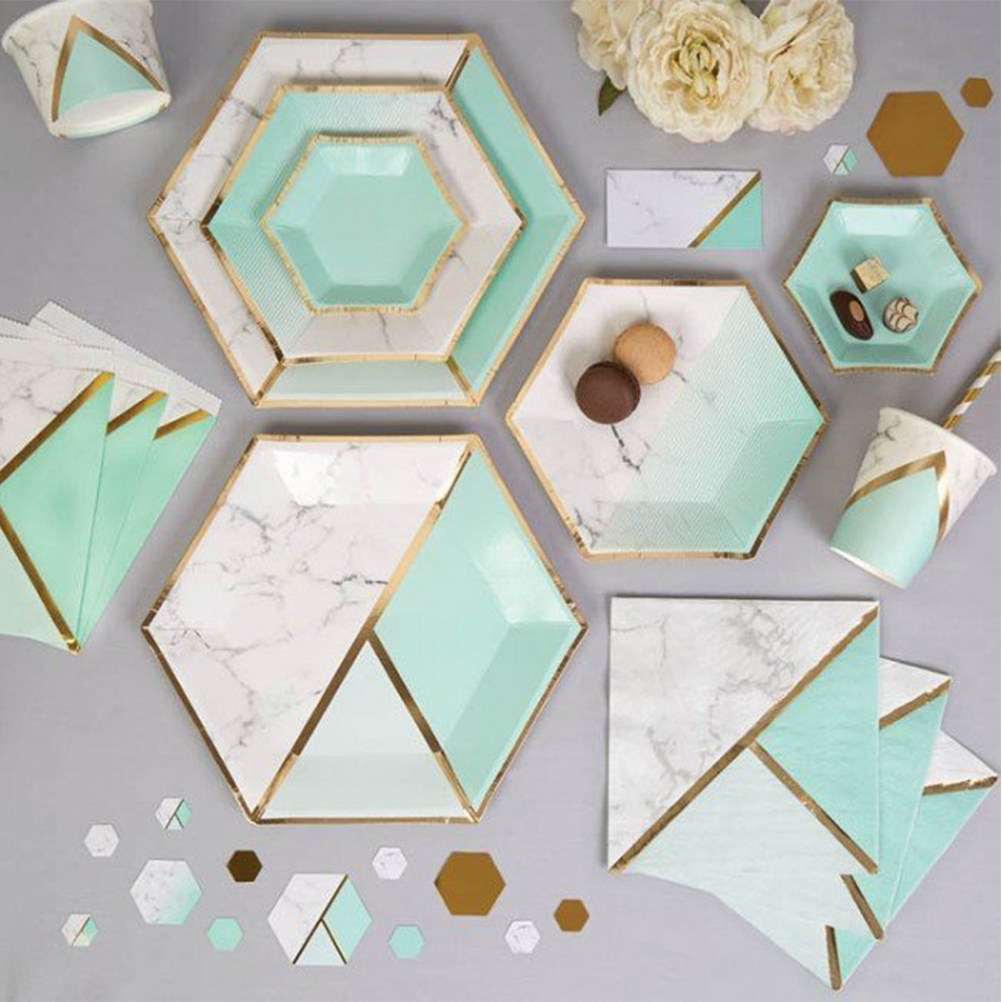 16Pcs Mint Green Bronzing Patt - Pattern Tissue Paper ulasan dan harga