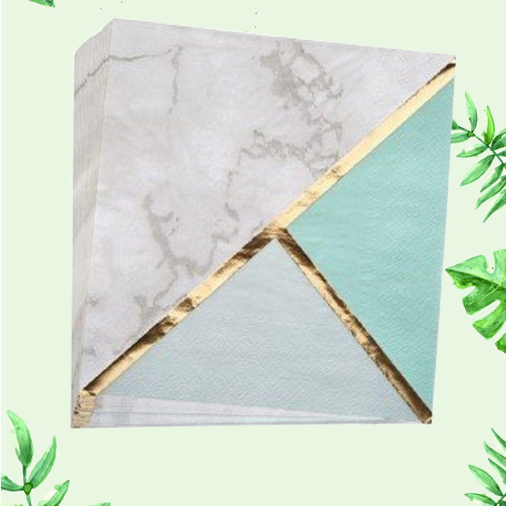 16Pcs Mint Green Bronzing Patt - Pattern Tissue Paper ulasan dan harga