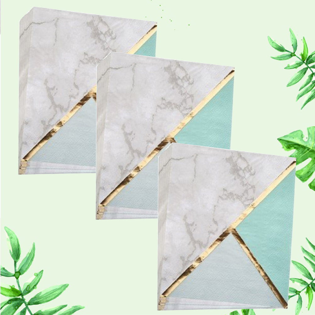 16Pcs Mint Green Bronzing Patt - Pattern Tissue Paper ulasan dan harga