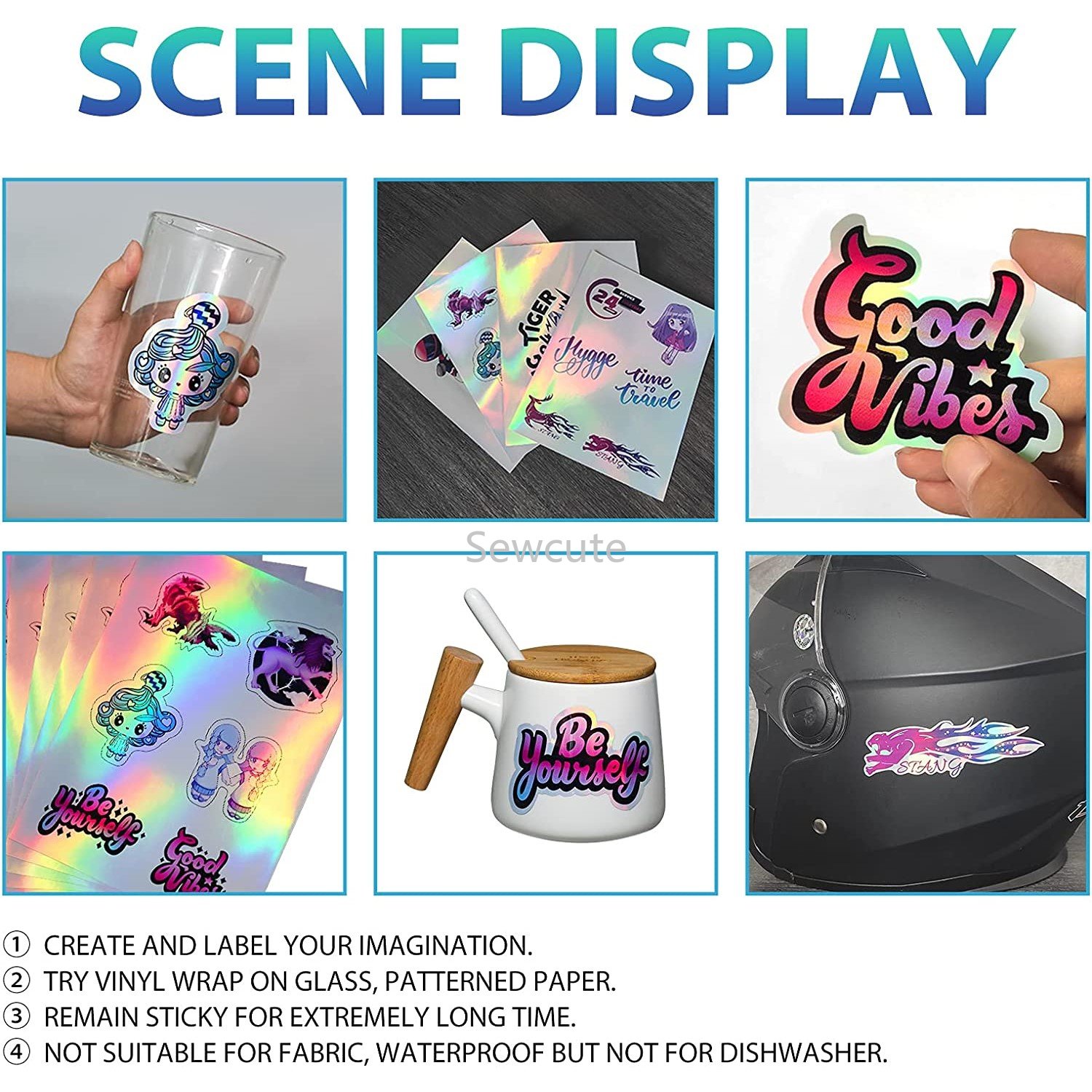 10Sheets Holographic Sticker P - Pattern Tissue Paper ulasan dan harga
