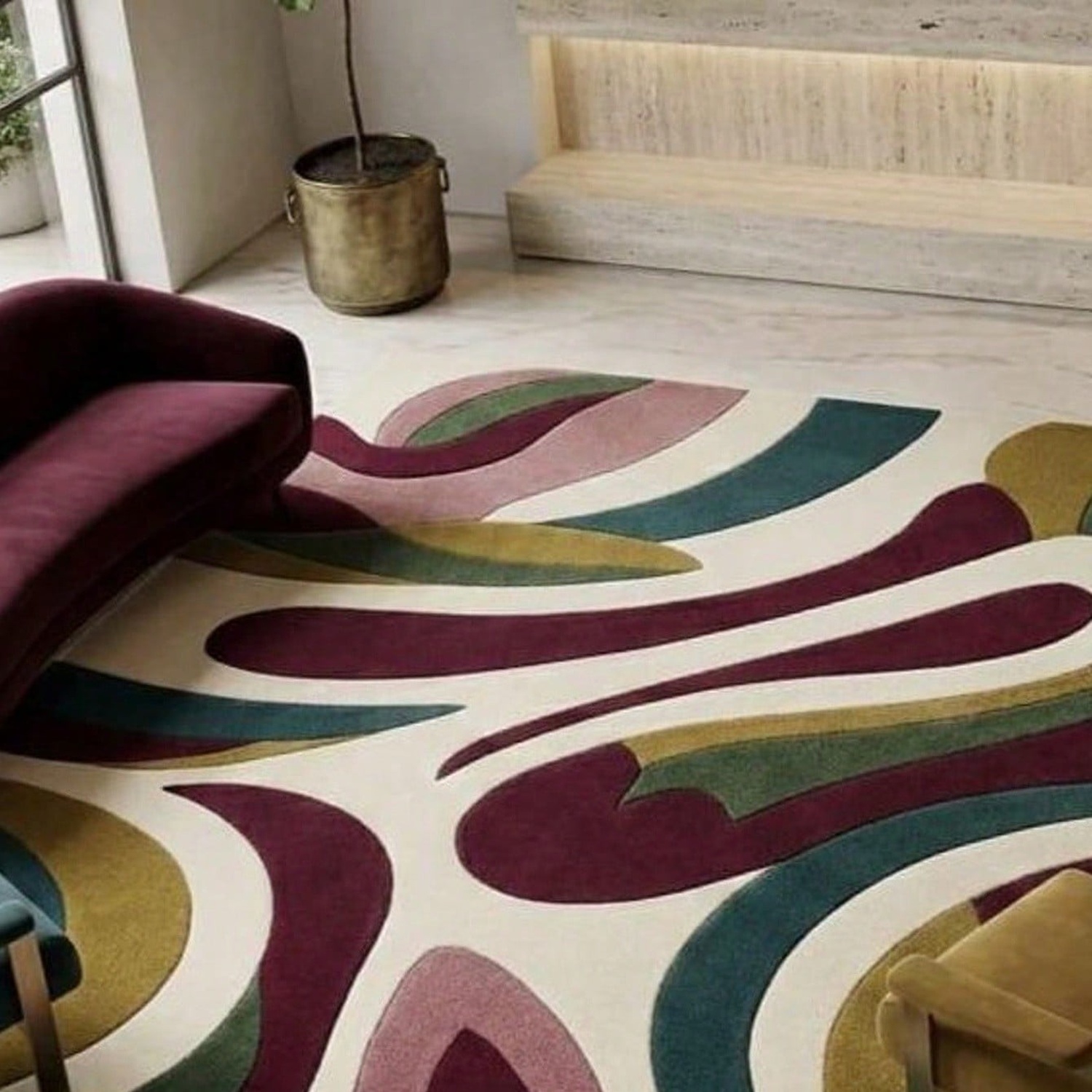 Abstract Pattern Carpet, Mid-C - Century Textile & Sewing Supply By Owner ulasan dan harga