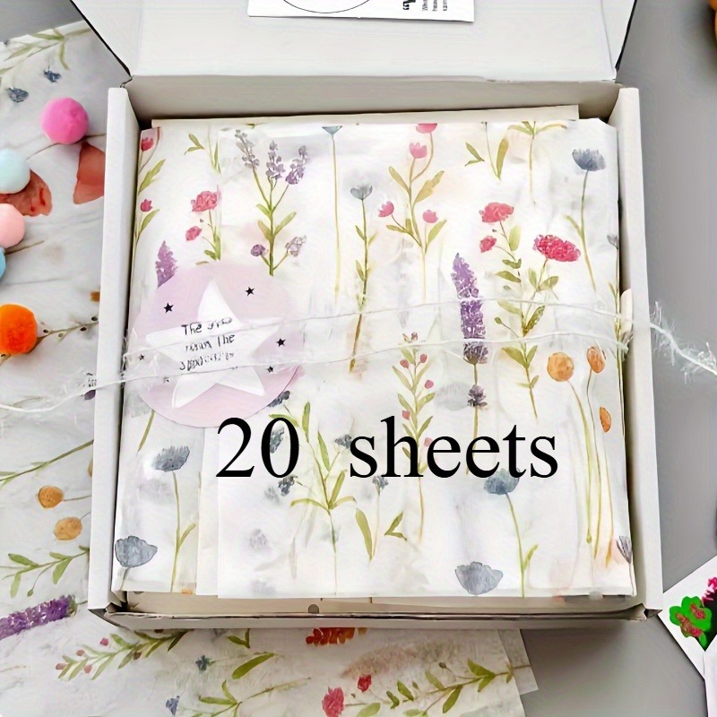 20 Sheets Lavender Print Gift  - Pattern Tissue Paper ulasan dan harga